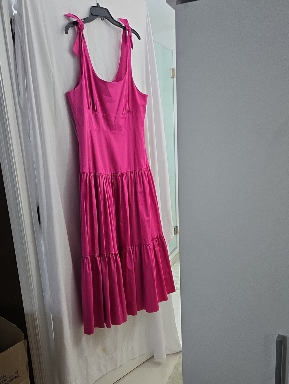 kate spade Bright Fuchsia Tie-Shoulder Tiered Midi Dress
